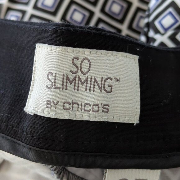 So Slimming By Chico's black, blue and white Women's ankle pants sz 2.5 sz 14 - Picture 7 of 16